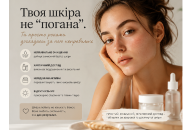 Твоя шкіра не “погана”. Ти просто роками доглядаєш за нею неправильно