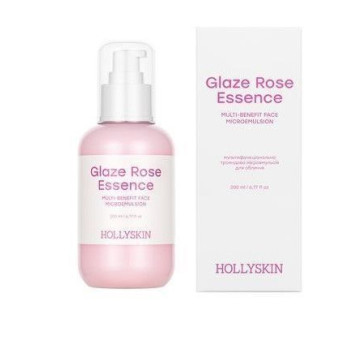 HOLLYSKIN Мультифункціональна трояндова мікроемульсія для обличчя Glaze Rose Essence, 200 мл