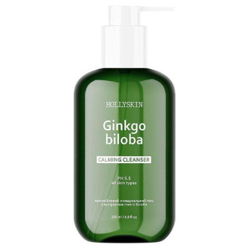 HOLLYSKIN Заспокійливий очищувальний гель для обличчя Ginkgo biloba Calming Cleanser з ектрактом гінкго білоба, 200 мл