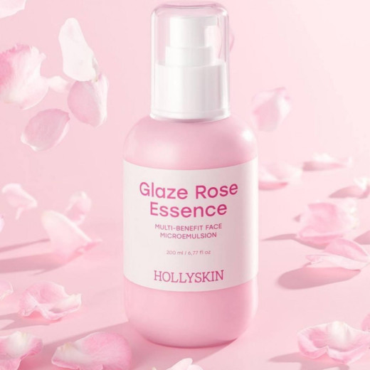 HOLLYSKIN Мультифункціональна трояндова мікроемульсія для обличчя Glaze Rose Essence, 200 мл
