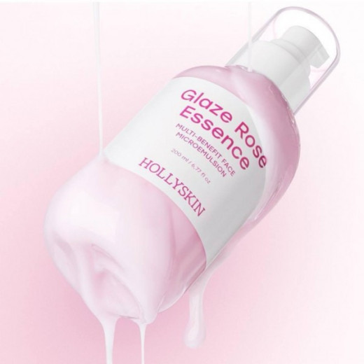 HOLLYSKIN Мультифункціональна трояндова мікроемульсія для обличчя Glaze Rose Essence, 200 мл