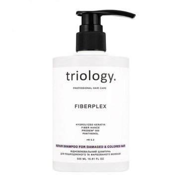 TRIOLOGY Відновлювальний шампунь для пошкодженого та фарбованого волосся Fiberplex, 500 мл
