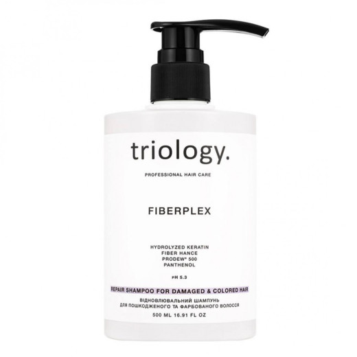 TRIOLOGY Відновлювальний шампунь для пошкодженого та фарбованого волосся Fiberplex, 500 мл